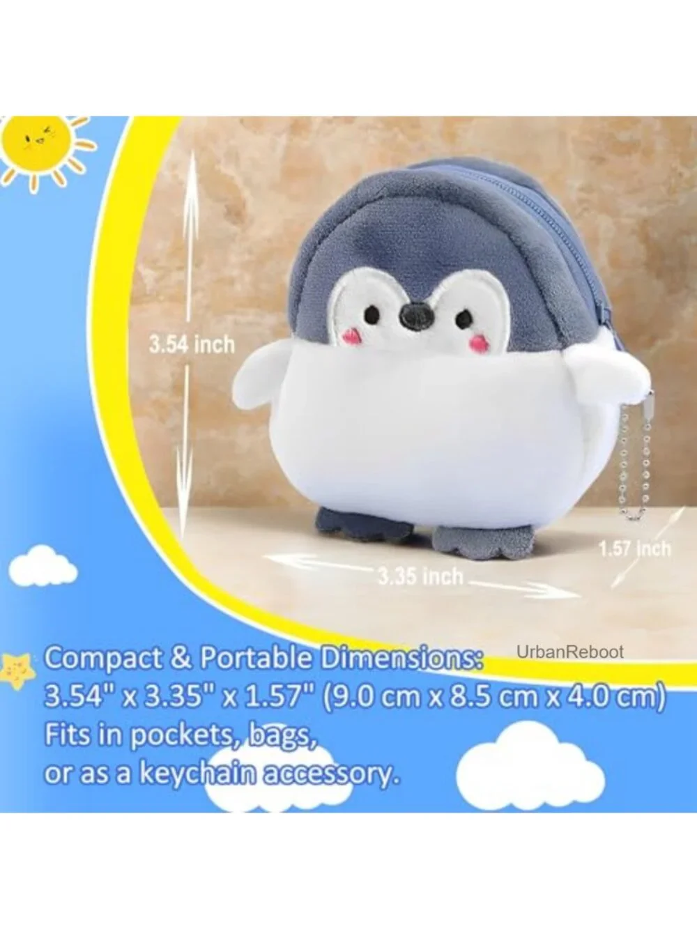 2-Pack Kawaii Penguin Coin Purse Set Keychain Mini Pouch for Kids